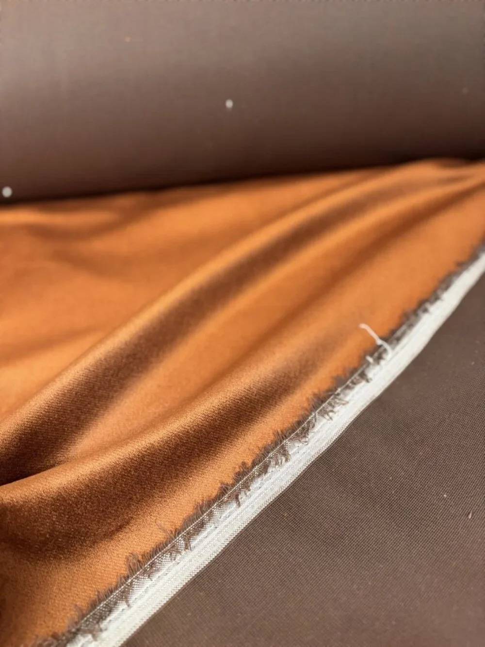 VALLEY FORGE Kat Teddy Rust Orange Bouclé Velvet Upholstery Fabric 45 Yards